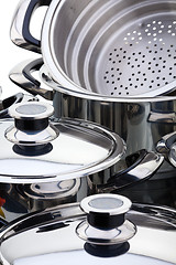 Image showing Stainless steel pans