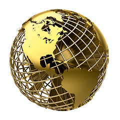 Image showing Stylized golden model of the Earth