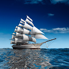 Image showing Sailing ship at sea