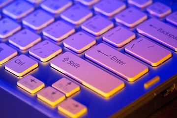 Image showing Keyboard of an open notebook. Closeup