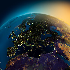 Image showing Night view of Europe from the satellite