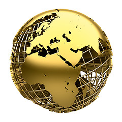 Image showing Stylized golden model of the Earth