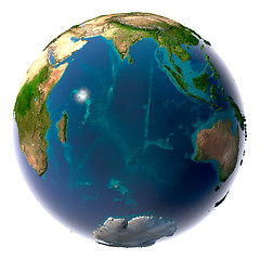 Image showing Realistic Planet Earth with natural water