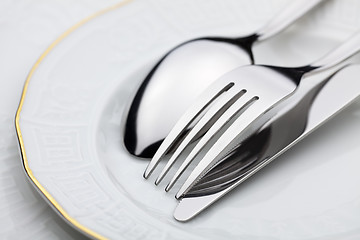 Image showing Knife, fork and spoon