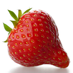 Image showing A red strawberry, isolated on a white background