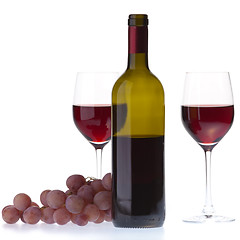 Image showing Two glasses with dark red wine