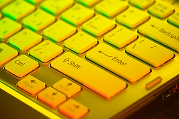 Image showing Keyboard of an open notebook. Closeup