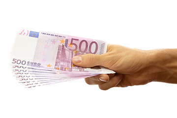 Image showing Euro banknotes in the men's hand