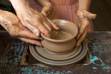 Image showing Potter teaches cooking pots