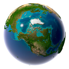 Image showing Realistic Planet Earth with natural water