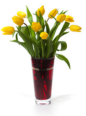 Image showing Bouquet of yellow tulips