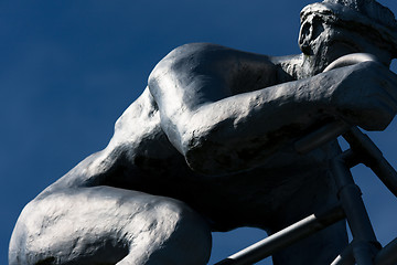 Image showing Detail of a sculpture of a cyclist