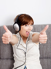 Image showing Girl listen music