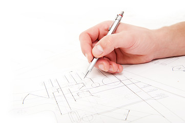 Image showing Checking technical drawings