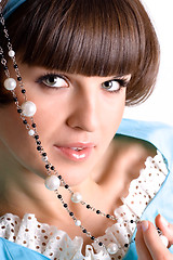 Image showing brunet woman with pearl beads