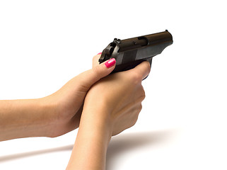 Image showing Women with handgun.