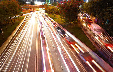 Image showing Night traffic in busy city