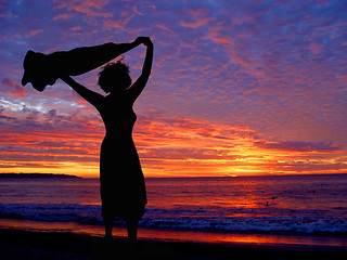 Image showing Beach at sunset