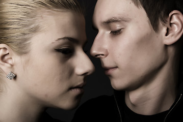 Image showing Young couple close-up   