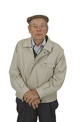Image showing Senior with walking stick
