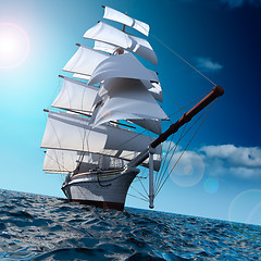 Image showing Sailing ship at sea