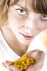 Image showing woman with heap of pills