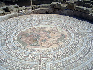 Image showing mosaic painting in paphos archeological site