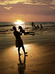 Image showing Beach at sunset