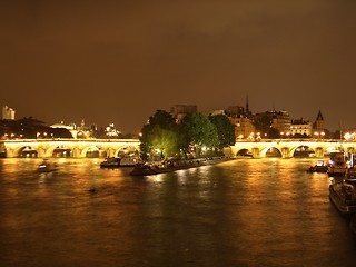 Image showing Paris bridges at night
