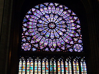 Image showing Rose stained glass window of Notre Dame du Paris