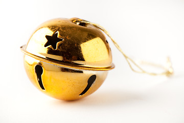 Image showing Golden Christmas bauble on white