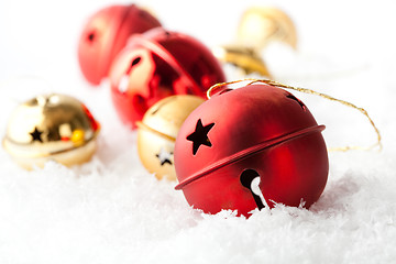 Image showing Red and gold Christmas baubles