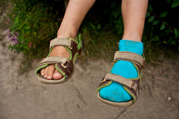 Image showing Boy feet in sandals