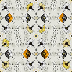 Image showing Seamless grey floral pattern