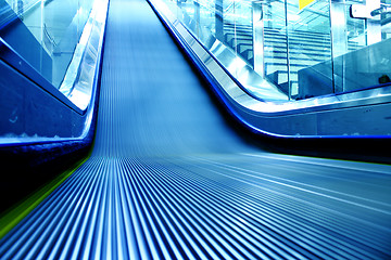 Image showing escalator of the subway station in modern building 