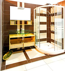 Image showing Brown bathroom shower