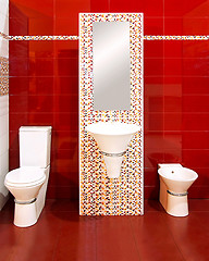 Image showing Red toilet