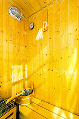 Image showing Small sauna interior