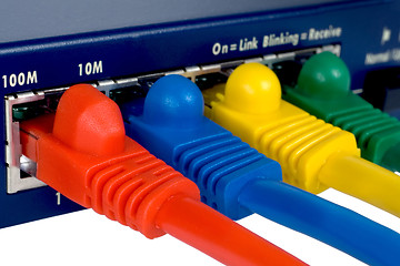 Image showing Router and cables. Macro. Isolated