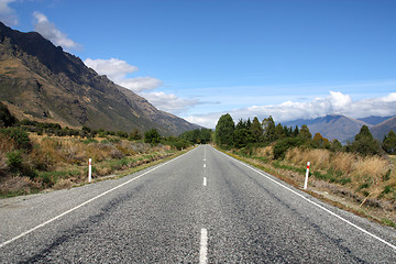 Image showing Straight road in New Zealand