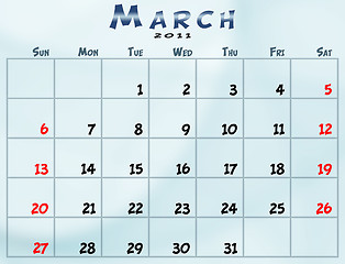 Image showing Monthly calendar