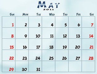 Image showing Monthly calendar