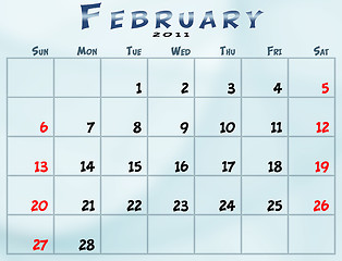 Image showing Monthly calendar