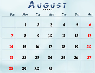 Image showing Monthly calendar