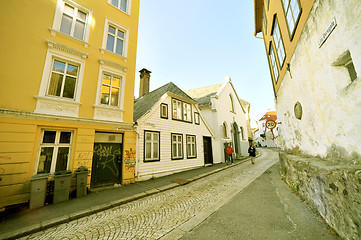 Image showing Old street in Bergen