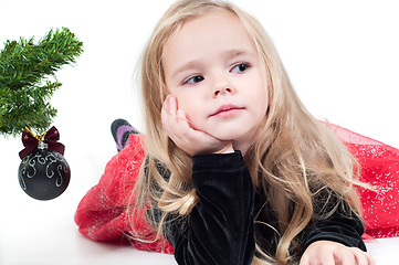 Image showing Baby girl dressed up for Christams