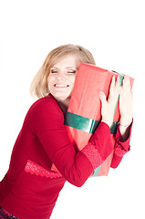 Image showing Happy woman with Christmas presents