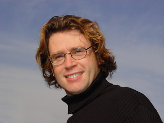 Image showing Young man against the blue sky