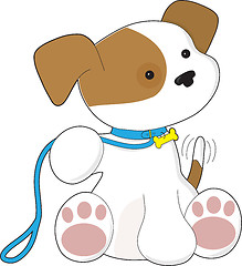 Image showing Cute Puppy and Leash