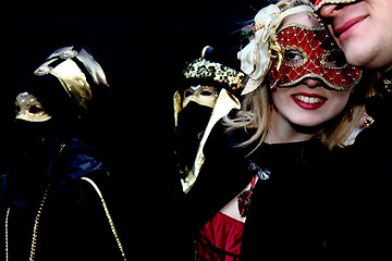 Image showing Lady with a red mask at Venice